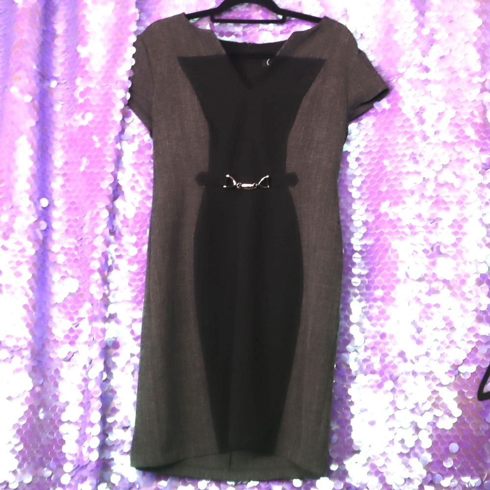 Gray Sheath Dress 10P Connected Apparel Womens Colorblock Buckle TGJ23961P